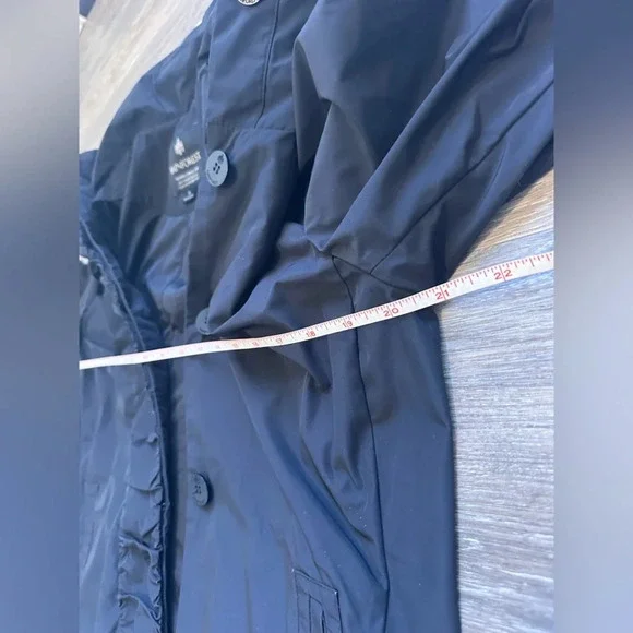 Rainforest Rain Coat Womens Medium Black Polyester Pleated Long Sleeve Hooded - Picture 10 of 13